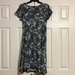 Urban Coco Blue, Black, and Gray Animal Print A-Line Dress Size: S